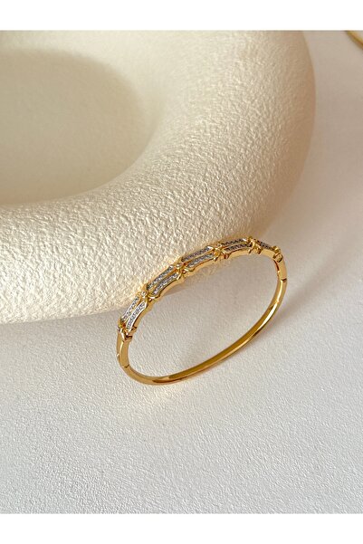 YOUES JEWELRY 316L Çelik VIP SERİ 14K Altın Renk Minimal Taşlı Bilezik Kadın ...