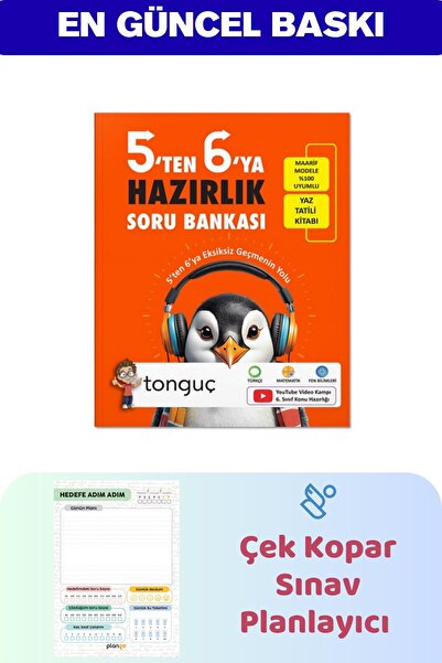 Tonguç Yayınları 5'ten 6'ya Hazırlık Kitabı - Çek Kopar Renkli Sınav Planlayıcı