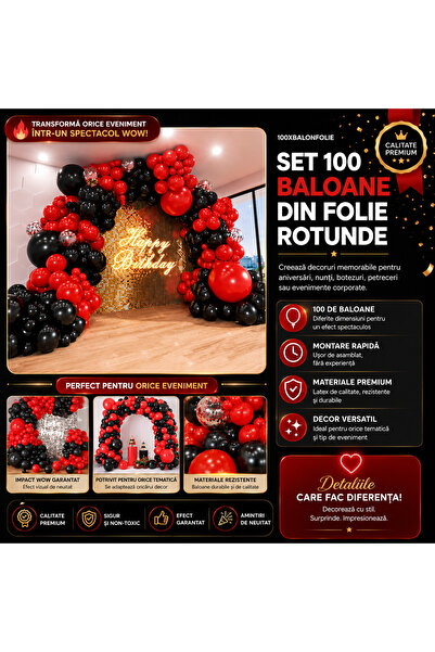 OEM SET 100 BALOANE DIN FOLIE ROTUNDE (RO-V02) (Black-100XBALO-r2)