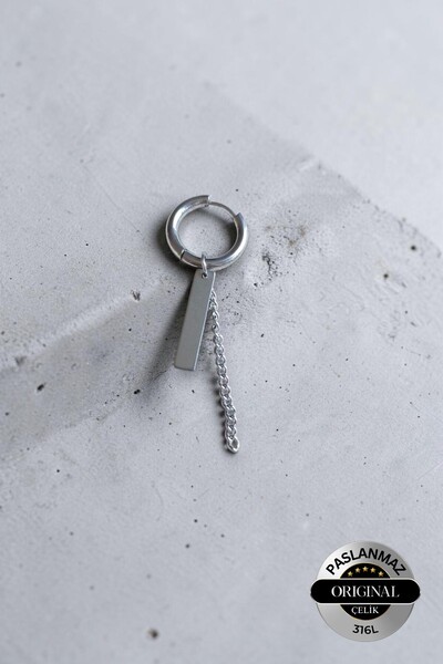 Lynare Perforated Plate and Chain Model Tassel Earrings Men's Unisex 316L Ste...
