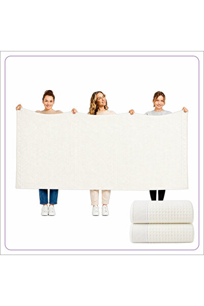 Donetella 2 Pcs Bath Sheet 90x180 cm – 310 GSM Waffle Microfiber, Soft, Absor...