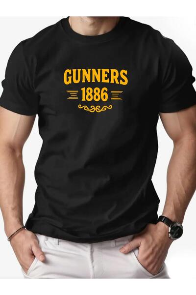 bolivia's تي شيرت رجالي بتصميم شعار FC-Inspired Gunners 1886 - تصميم أخضر وذه...