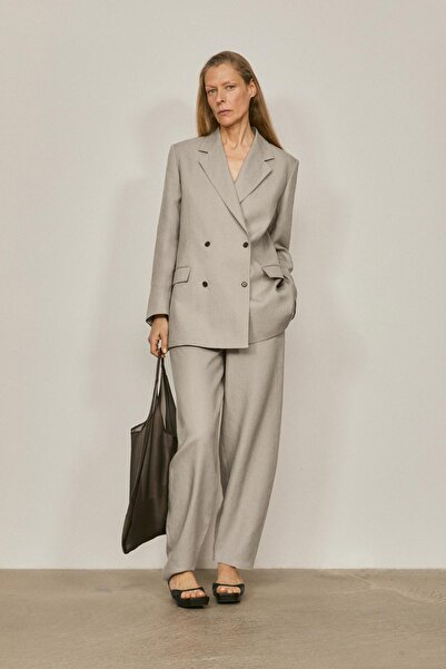 Massimo Dutti Keten detaylı klasik pantolon - LIMITED EDITION