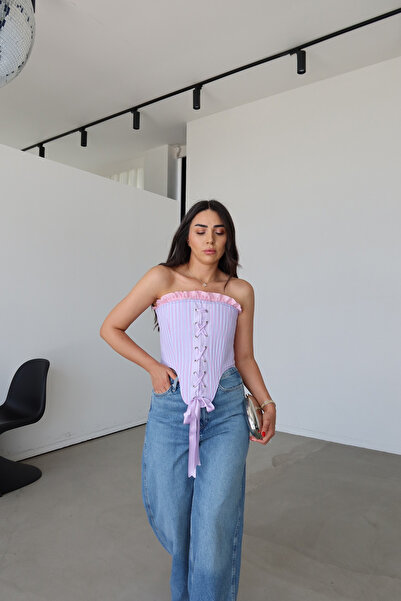 Özge Özgenç Çizgili Balenli Korse