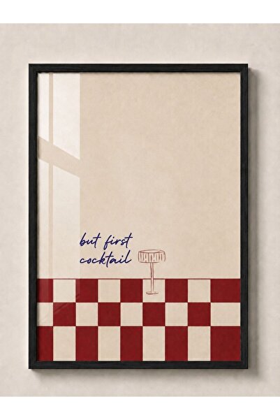 artera casa But First Cocktail Retro Modern Poster Tablo