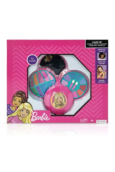 Barbie Set de cosmetice in caseta rotunda, cu 3 niveluri,