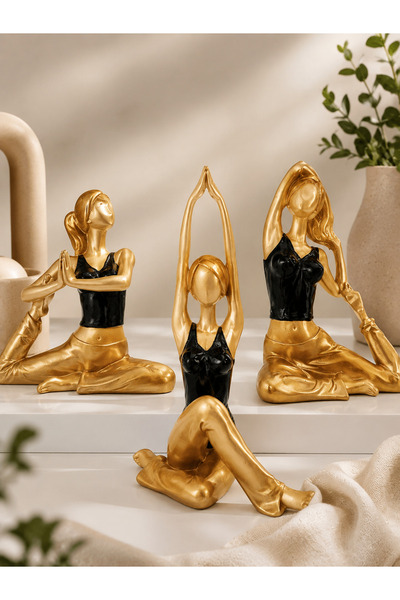 Gloss Art Premium Yoga Dekor Biblo Seti 3’lü – Gold Black Modern Meditasyon H...
