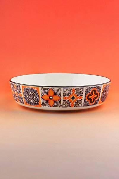 Bursa Porselen Dekor Orange Tile Porcelain Salad Bowl