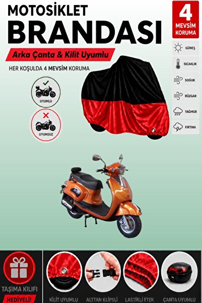 Cemku Double Black Top - Red Bottom, Rear Bag Compatible Mondial 125 Kv Motor...