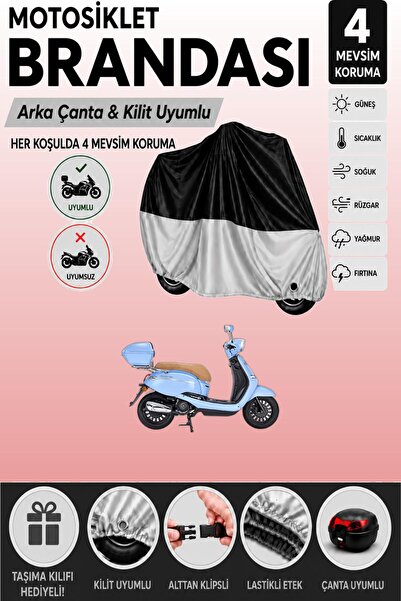 Cemku Double Black Top - Gray Bottom, Rear Bag Compatible Kanuni Visal 125 Mo...
