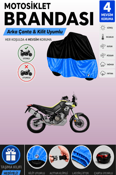 Cemku Double Black Top - Blue Bottom, Rear Bag Compatible Aprilia Tuareg Moto...