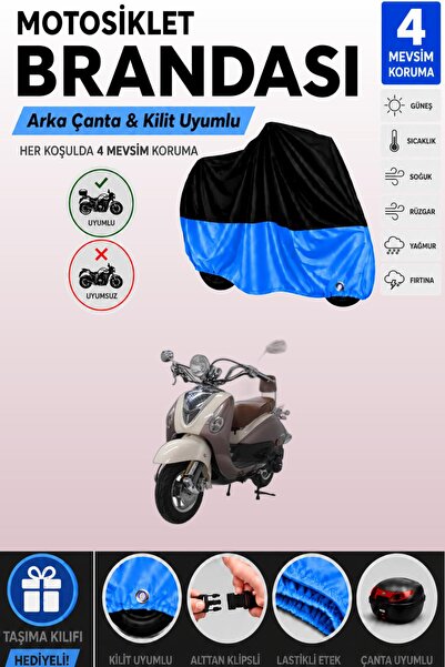 Cemku Double Black Top - Blue Bottom, Rear Bag Compatible Mondial 125 Znu and...