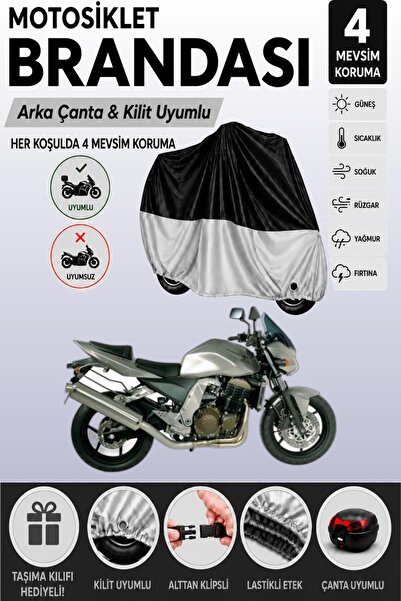 Cemku Double Black Top - Gray Bottom, Rear Bag Compatible Kawasaki Z 750 Moto...