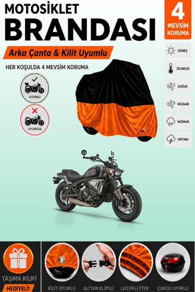 Cemku Double Black Top - Orange Bottom, Rear Bag Compatible Rks Srv700 Motorc...