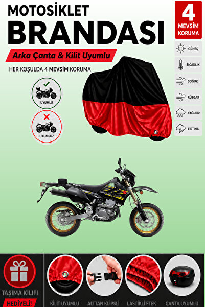 Cemku Double Black Top - Red Bottom, Rear Bag Compatible Suzuki Drz400 Sm Mot...
