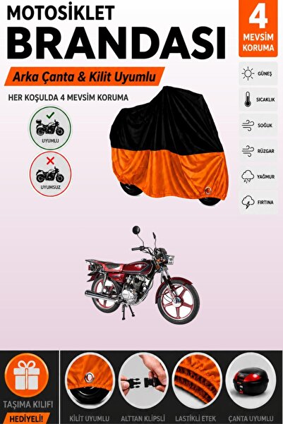 Cemku Double Black Top - Orange Bottom, Rear Bag Compatible Arora Cg50 Motorc...