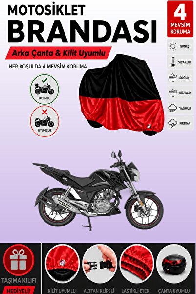 Cemku Double Black Top - Red Bottom, Rear Bag Compatible Mondial 150 Z-One Mo...