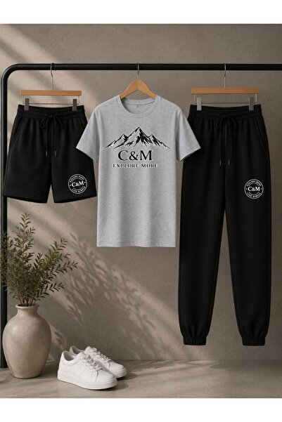 cm buseyiz Set pantaloni scurți și pantaloni de trening unisex cu imprimeu C&M