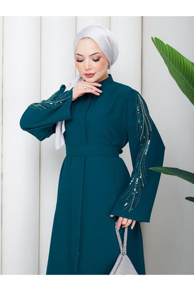 MY QILAM Women's Islamic Clothing Abaya Ferace Long Dress with Stone Embellis...