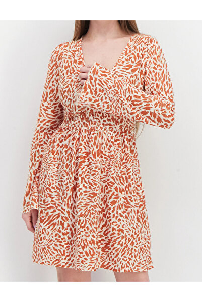 Evendi Short dress, cream/orange