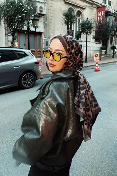 Madame Polo Historical Leopar Desen Şal - Mocha