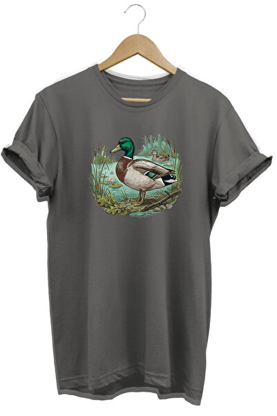 WİDİ Green-Capped Duck and Target Printed Land T-Shirt Outdoor Clothing