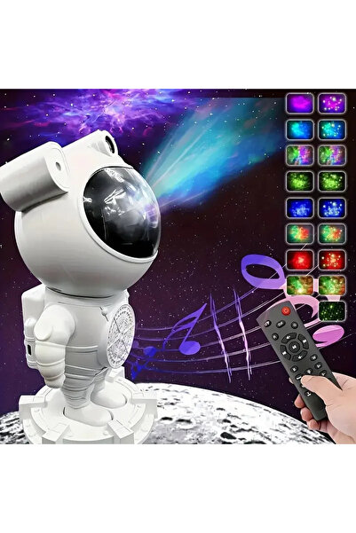 Go İthalat Astronot Galaksi Projektör Gece Lambası Bluetooth Hoparlör Uzaktan...