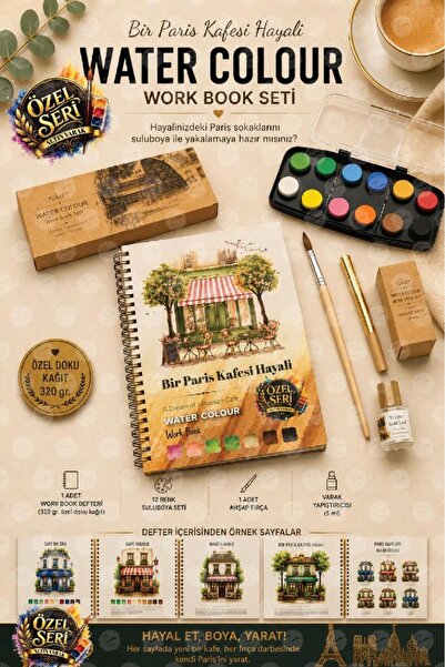 TUĞSET Premium Yönlendirmeli Sulu Boya Hobi Seti Watercolor Workbook Defter B...