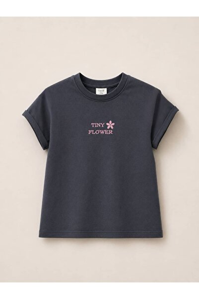 OZZY KİDS Tricou pentru fete cu broderie florală pe spate