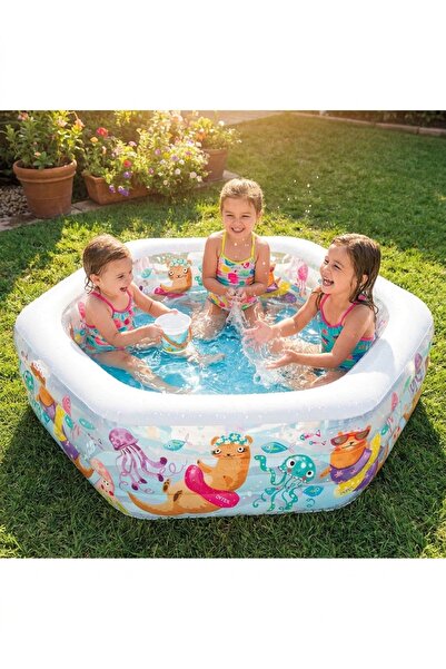 Z Store Large Kids Inflatable Pool with Fish Design 1.91 x 1.78 x 0.61 m – Intex