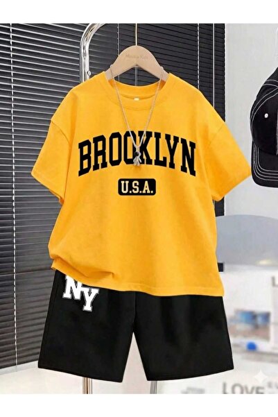 NC Nicee Clothes LETNJA DEČJA MAJICA I KRATKE HLAČE UNISEX (BROKLYN USA CRNI ...