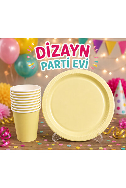 Dizayn Parti Evi Pastel Renk 8 Kişilik Parti Sofra Seti Karton Tabak Bardak S...