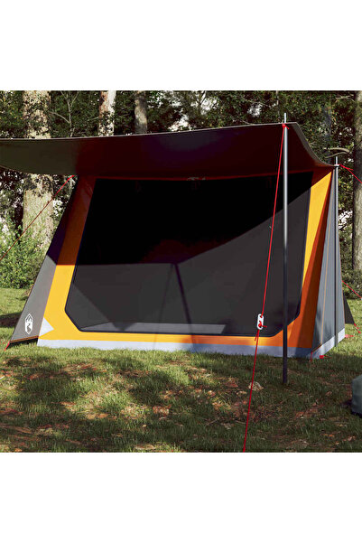 vidaxl Cort de camping pentru 2 persoane, gri/portocaliu, impermeabil