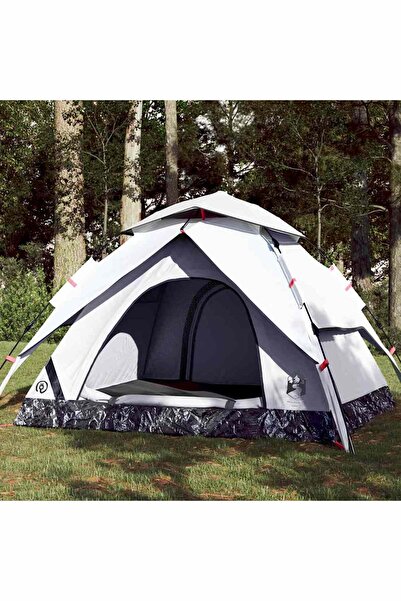 vidaxl 4-person camping tent, opaque white, quick set-up, fabric
