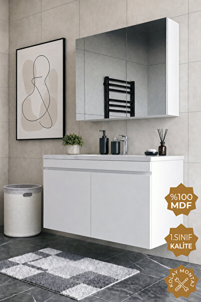 TETA HOME Tokyo 100 cm MDF Banyo Dolabı Seti