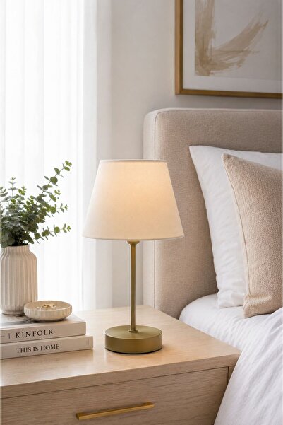 VENON Softli̇ne Modern Lampshade ✨   Aging ✨   Cream Fabric Hat Table Lamp Mi...