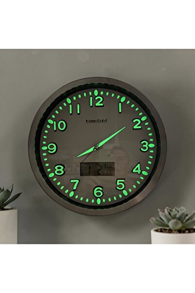 Time Gold Phosphorescent Thermometer Heat Meter Digital 3D Wall Clock with Me...