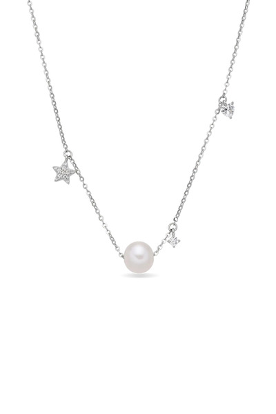 Lisa&Co. Lanț Argint Moving Pearl&Crystals Argint placat cu rodiu / Shellpear...