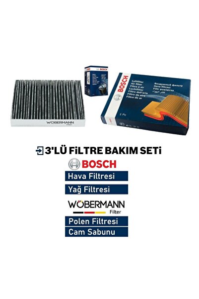 Bosch Wöbermann+Bosch Honda Civic 1.6 FC5 Filtre Bakım Seti 2017-2020 3KP