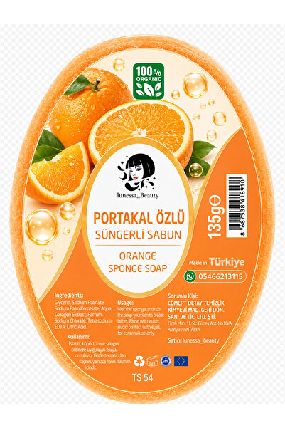 Lunessa Beauty Portakal Özlü Kalıcı Kokulu Süngerli Sabun 135 g