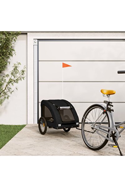 vidaxl Remorcă bicicletă animale companie, negru, textil oxford/fier