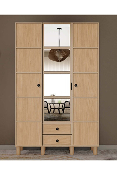 miracool Meşe 3 Kapaklı Gardrop / Dolap / Komple MDF