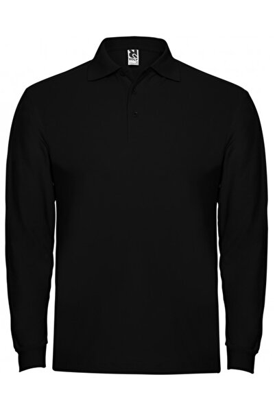 ROLY Tricou polo cu mânecă lungă pentru bărbați, 100% bumbac, Estrella, negru