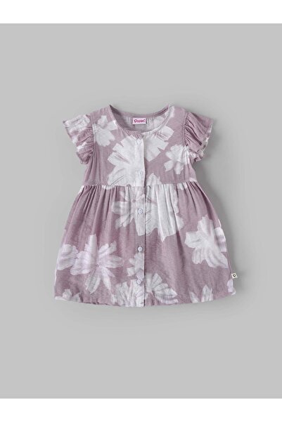 popees babycare Popees Baby Girls Floral Print Ruffle Sleeve Dress with Front...