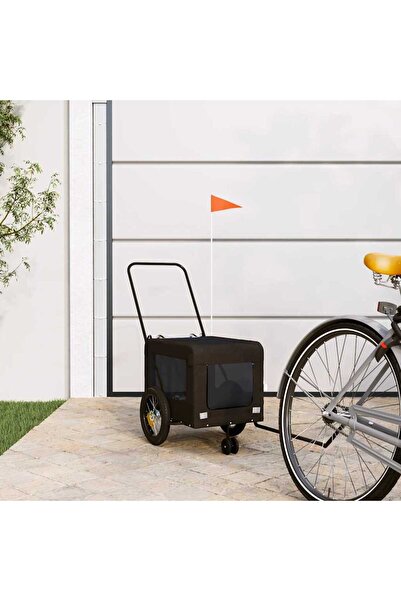 vidaxl Remorcă bicicletă animale companie, negru, textil oxford/fier