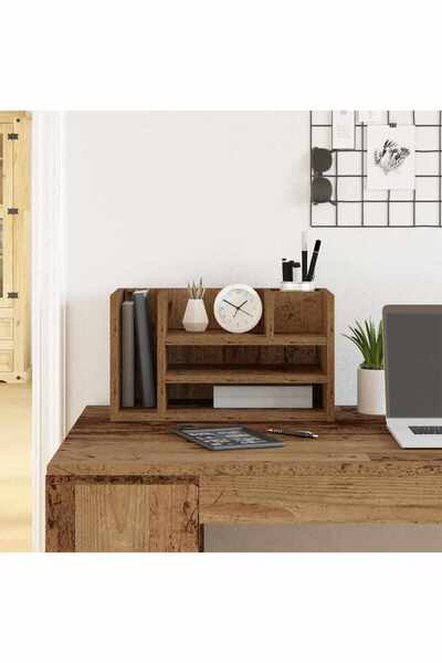 vidaxl Desk Organizer Old Wood 44.5 x 24 x 25 cm Composite Wood
