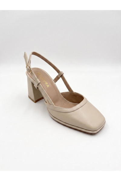 Kadın Kalın Topuklu Slingback Ayakkabı – Küt Burun Klasik Topuklu Ayakkabı