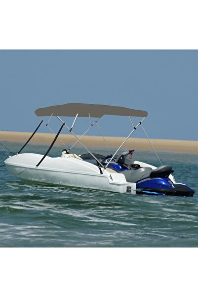 vidaxl Parasolar barcă Bimini cu 4 arcuri, gri, 243x180x137 cm