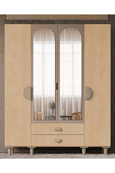 miracool Ladin 4 Kapaklı Gardırop / Dolap / Komple MDF / Fonksiyonel / Raf-As...