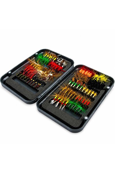 valkyrie 100 Parça Yapay Sinek İğne Seti Fly Fishing Kutulu Alabalık Balıkçıl...